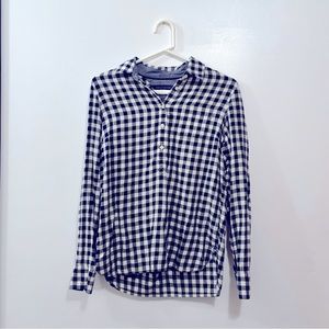 TOMMY HILFIGER SMALL BUTTON UP NAVY BLUE AND WHITE CAN BE WORN AS MENS OR WOMAN
